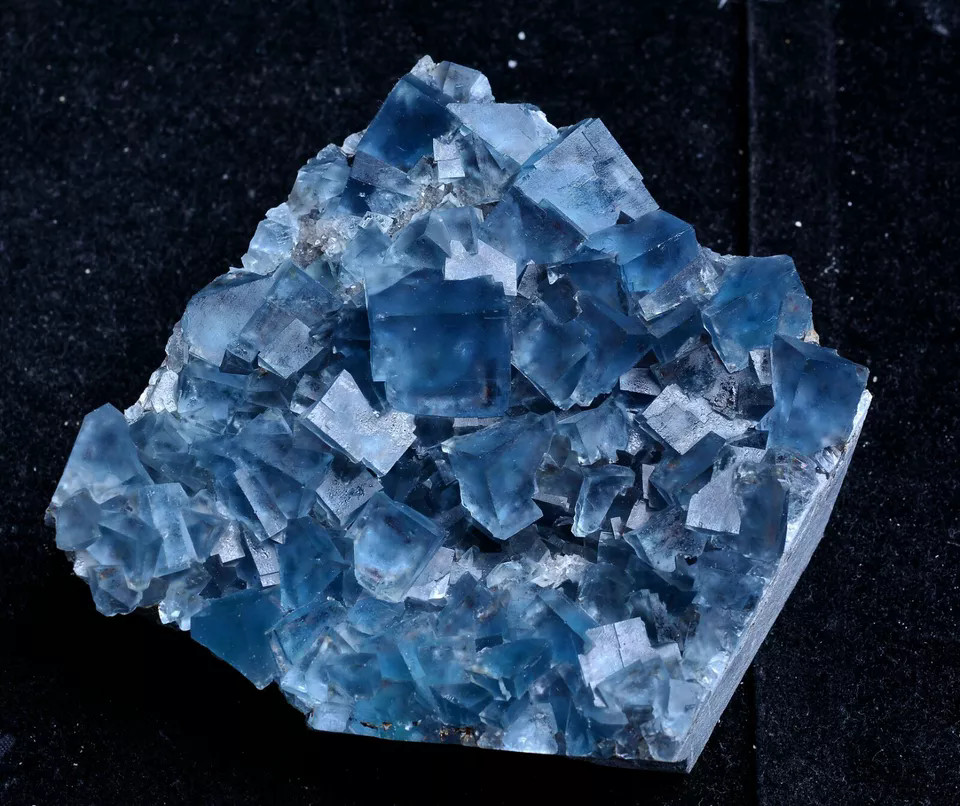 500g Natural Transparent Blue Cube Fluorite CRYSTAL CLUSTER Mineral Specimen