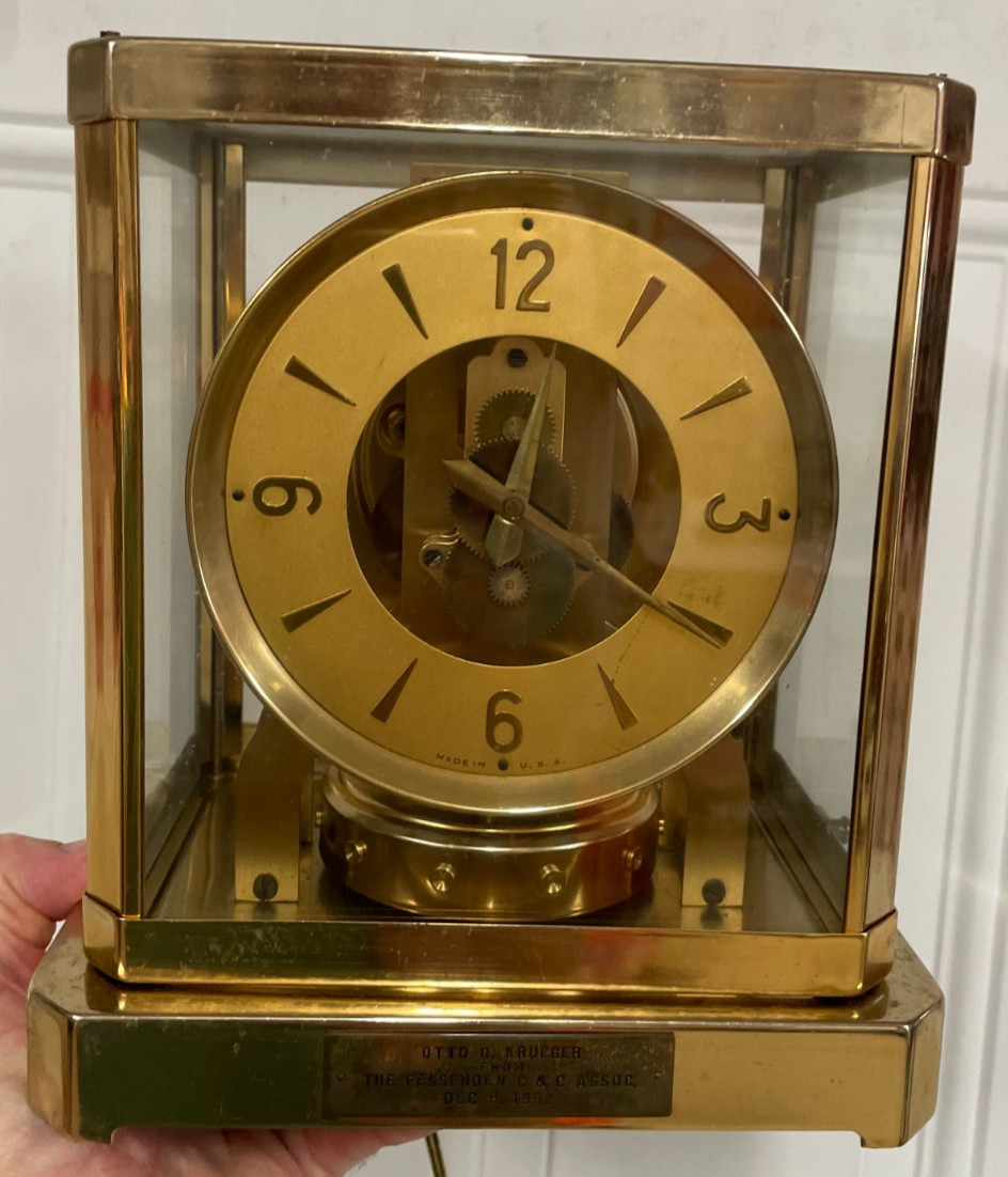 1952 Engraved Gold Master Crafters Atmos? Clock Otto Krueger The Pessenden Rare