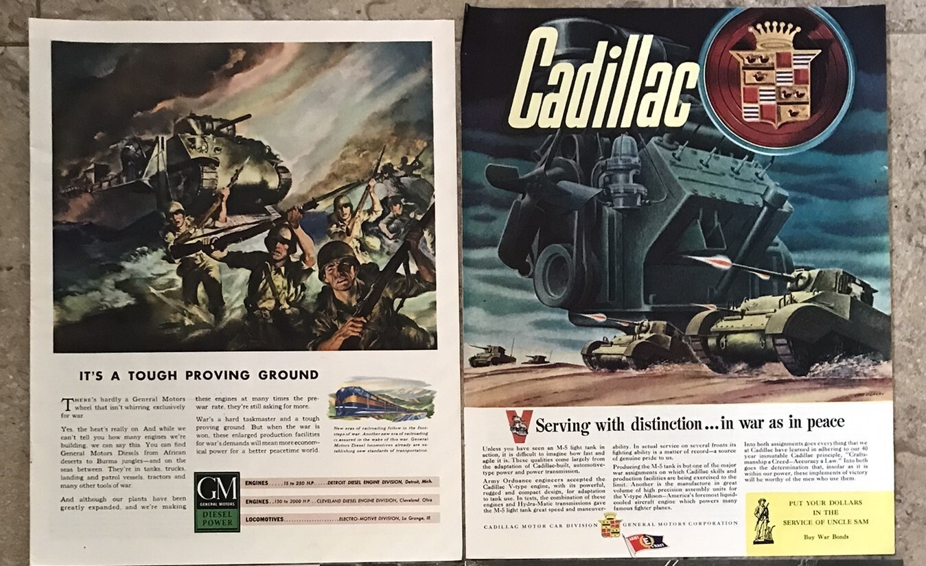 Tanks and Soldiers in Battle   WWII Ads, 2 different