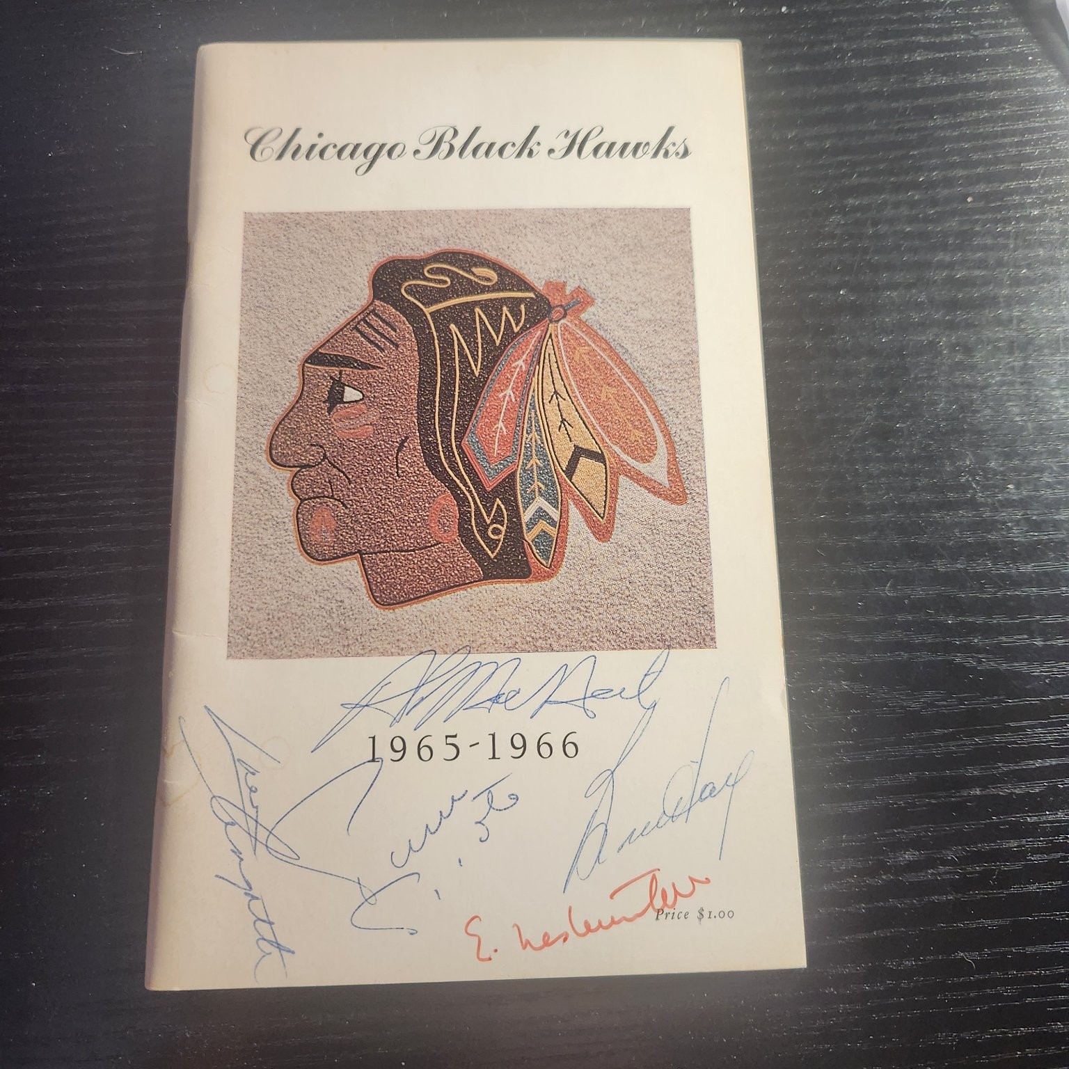 Chicago Black Hawks 1965-1966 Program Autographed NHL Hockey Vintage