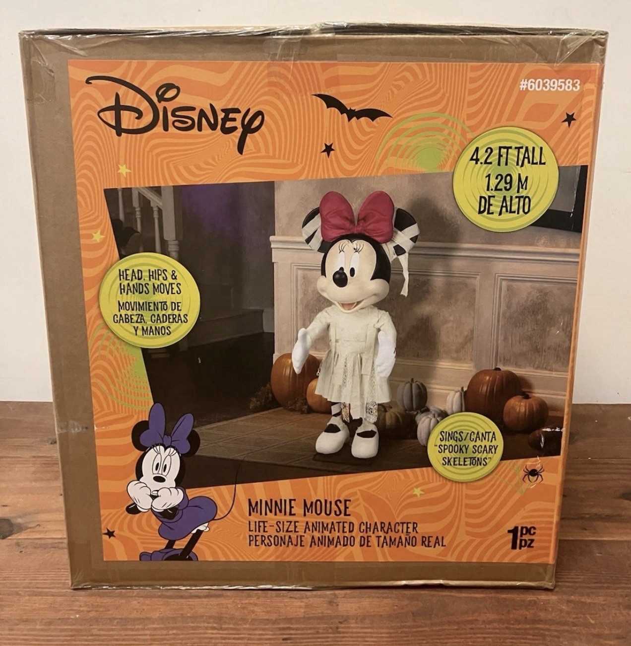 4 Ft Animated Disney Minnie Mouse Mummy Halloween Animatronic Open Box