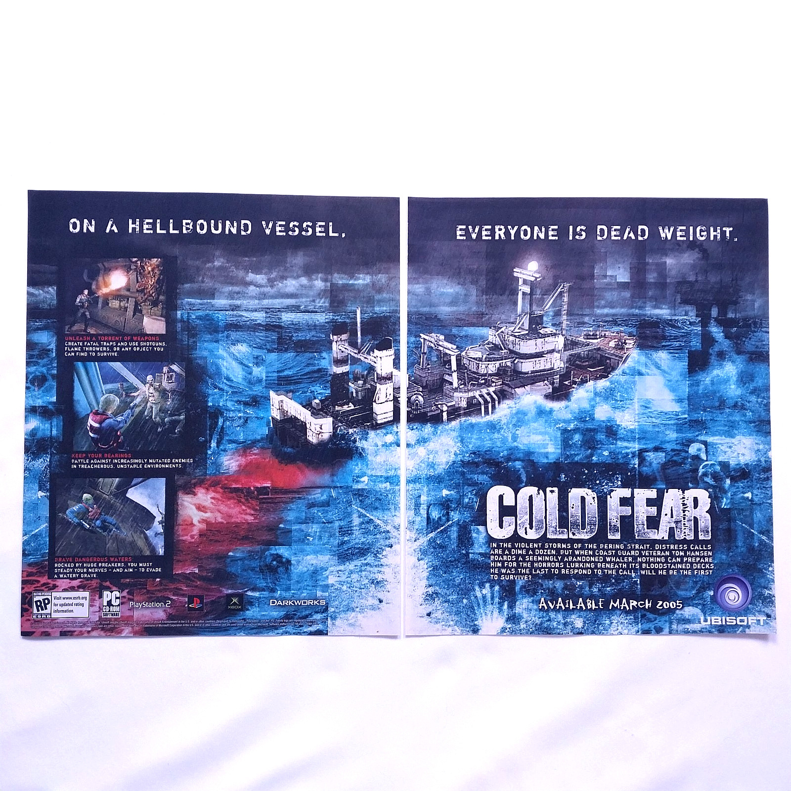 2005 Cold Fear Game Promo Vintage Magazine 2 Page Print Ad Gaming - Y2K Wall Art