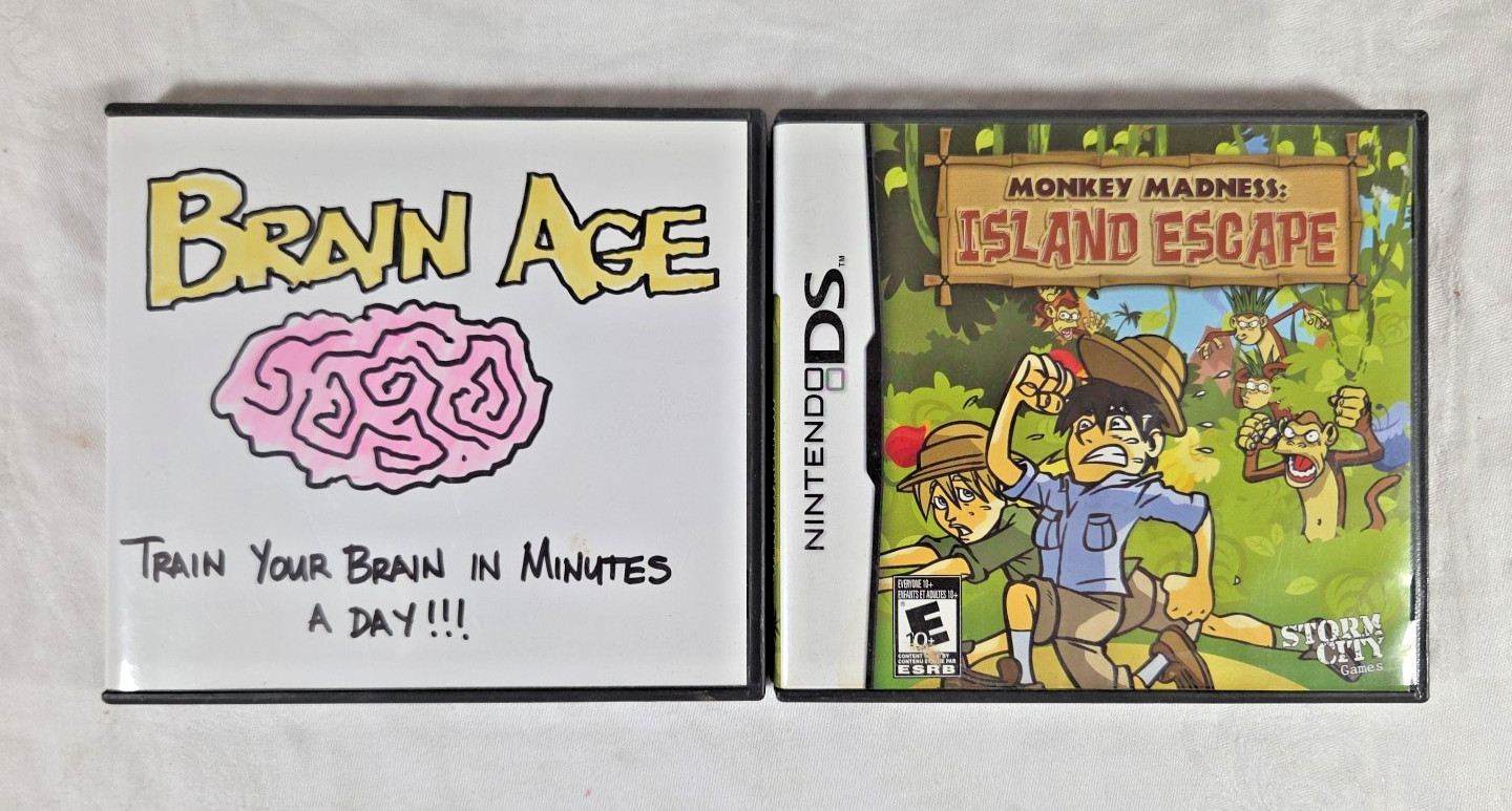 2 Nintendo DS Games - Monkey Madness Island Escape & Brain Age Train Your Brain