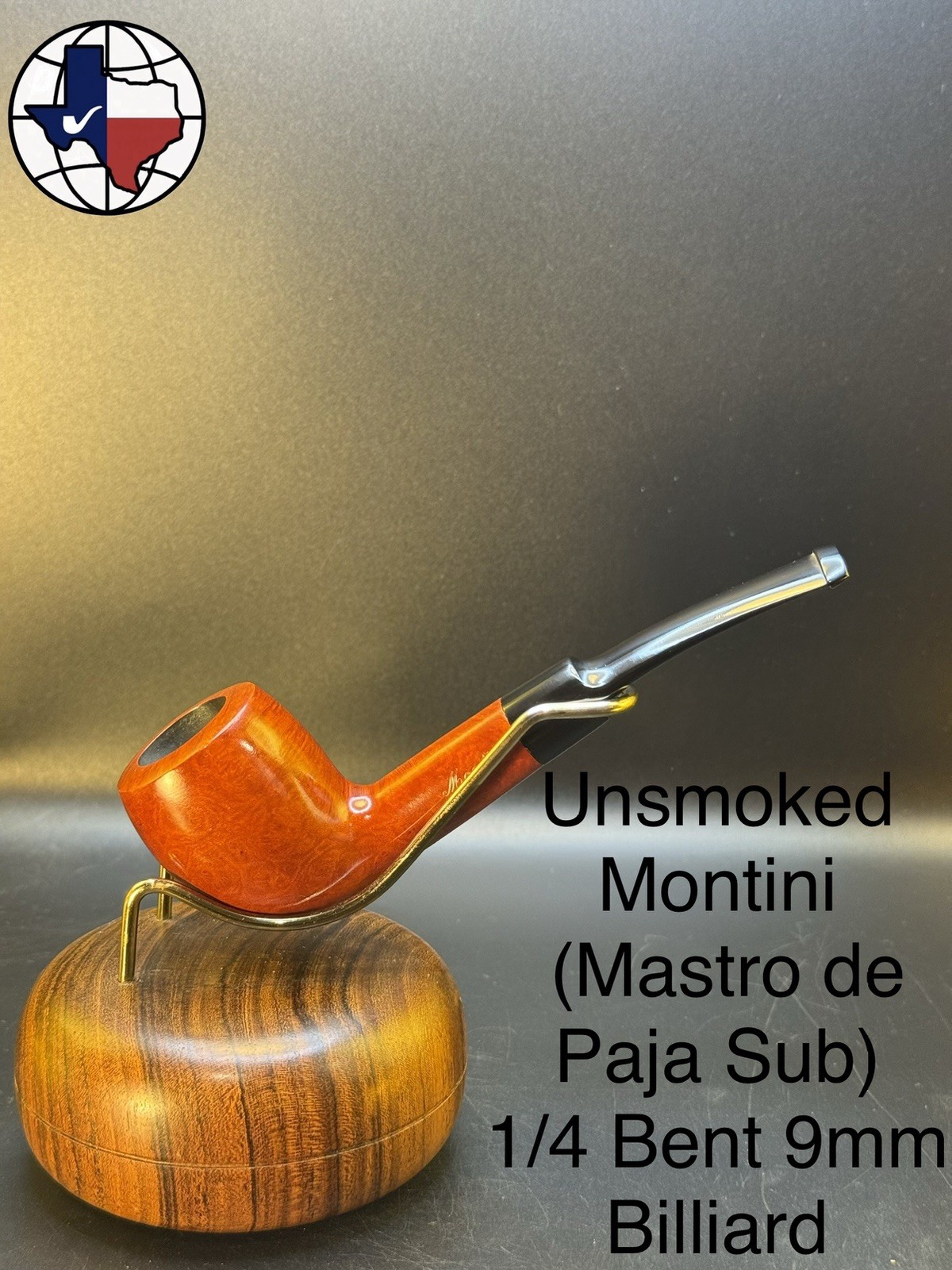 Vintage Unsmoked Montini (Mastro De Paja Sub) 1/4 Bent 9mm Billiard Tobacco Pipe