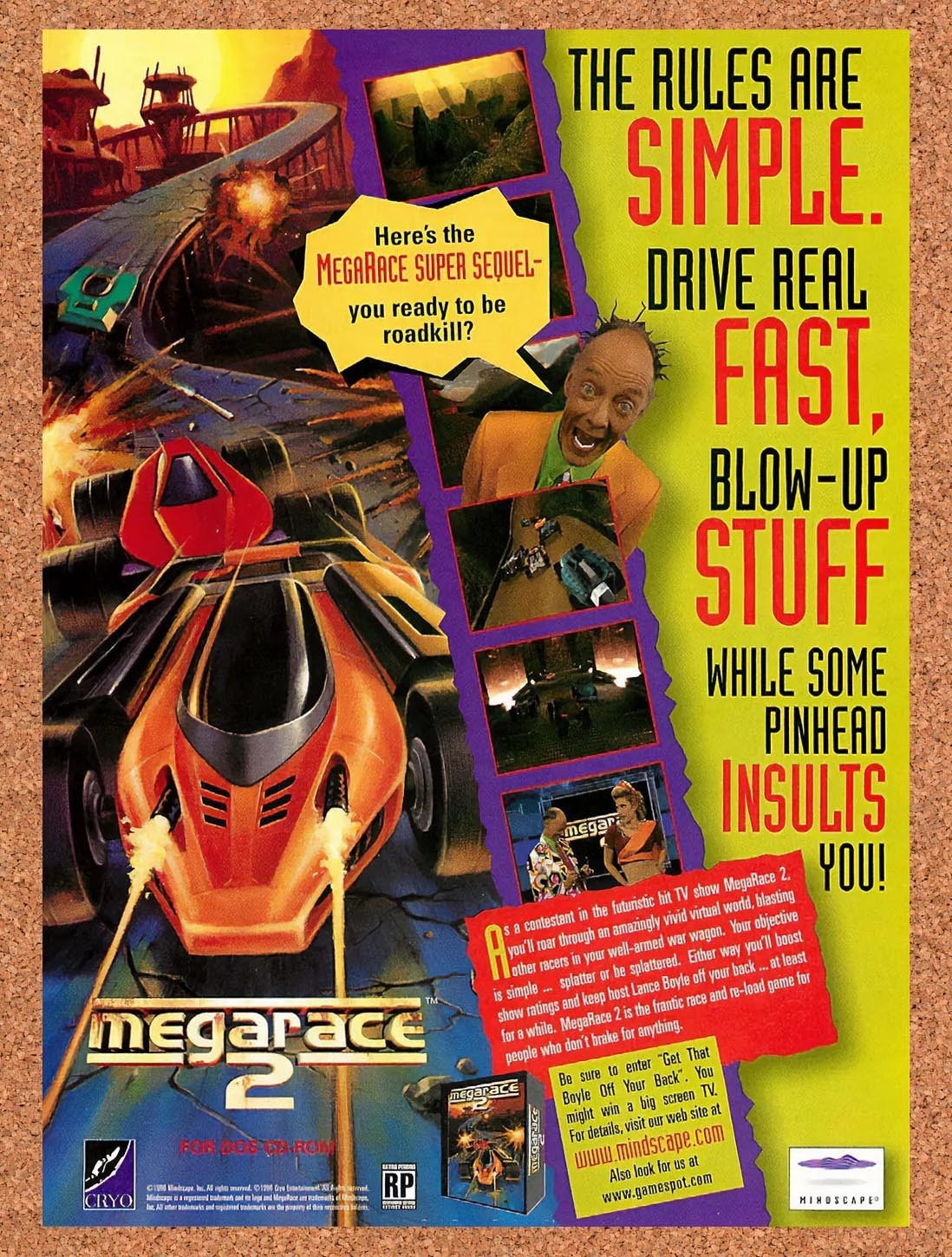 1996 MegaRace 2 PC Original Advertisement / Retro Promo v1