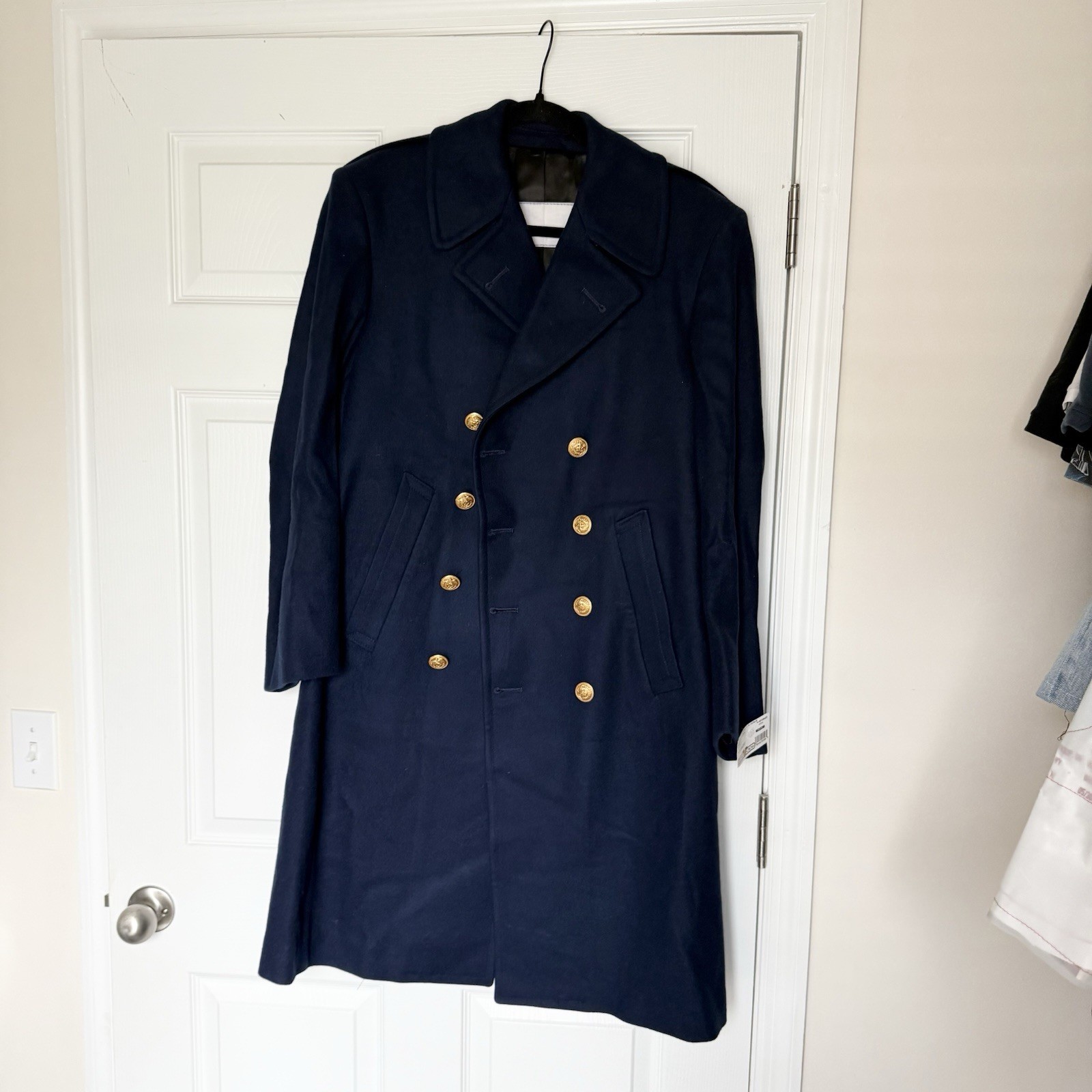 NWT Flying Cross US Naval Academy 38 Short Wool Melton DB Overcoat Made In USA
