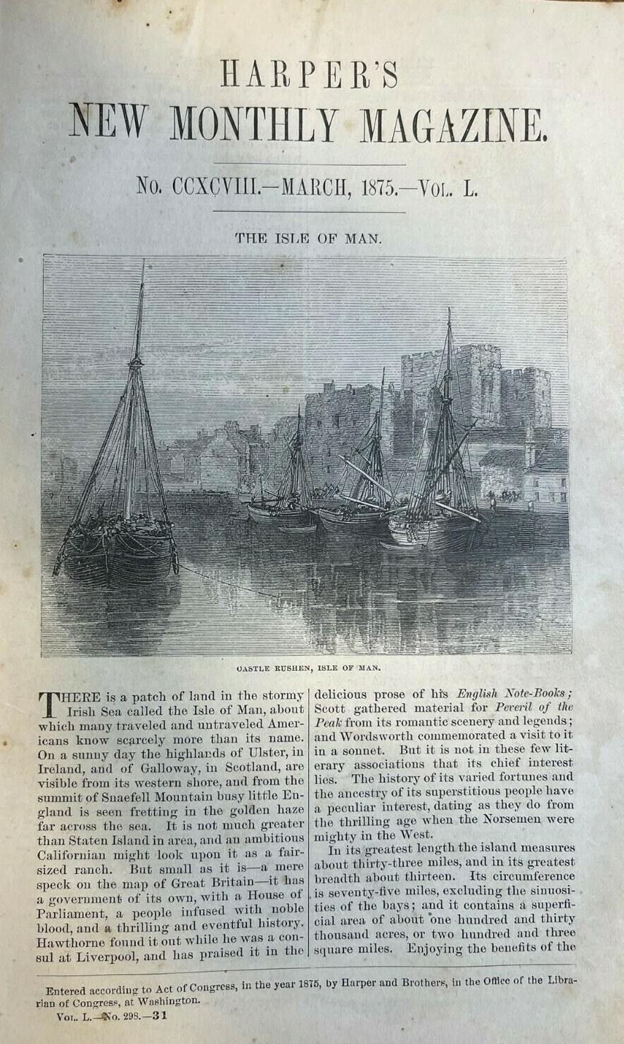 1875 Isle of Man Douglas Kirk Braddan Runic Stones Peel Castle illustrated