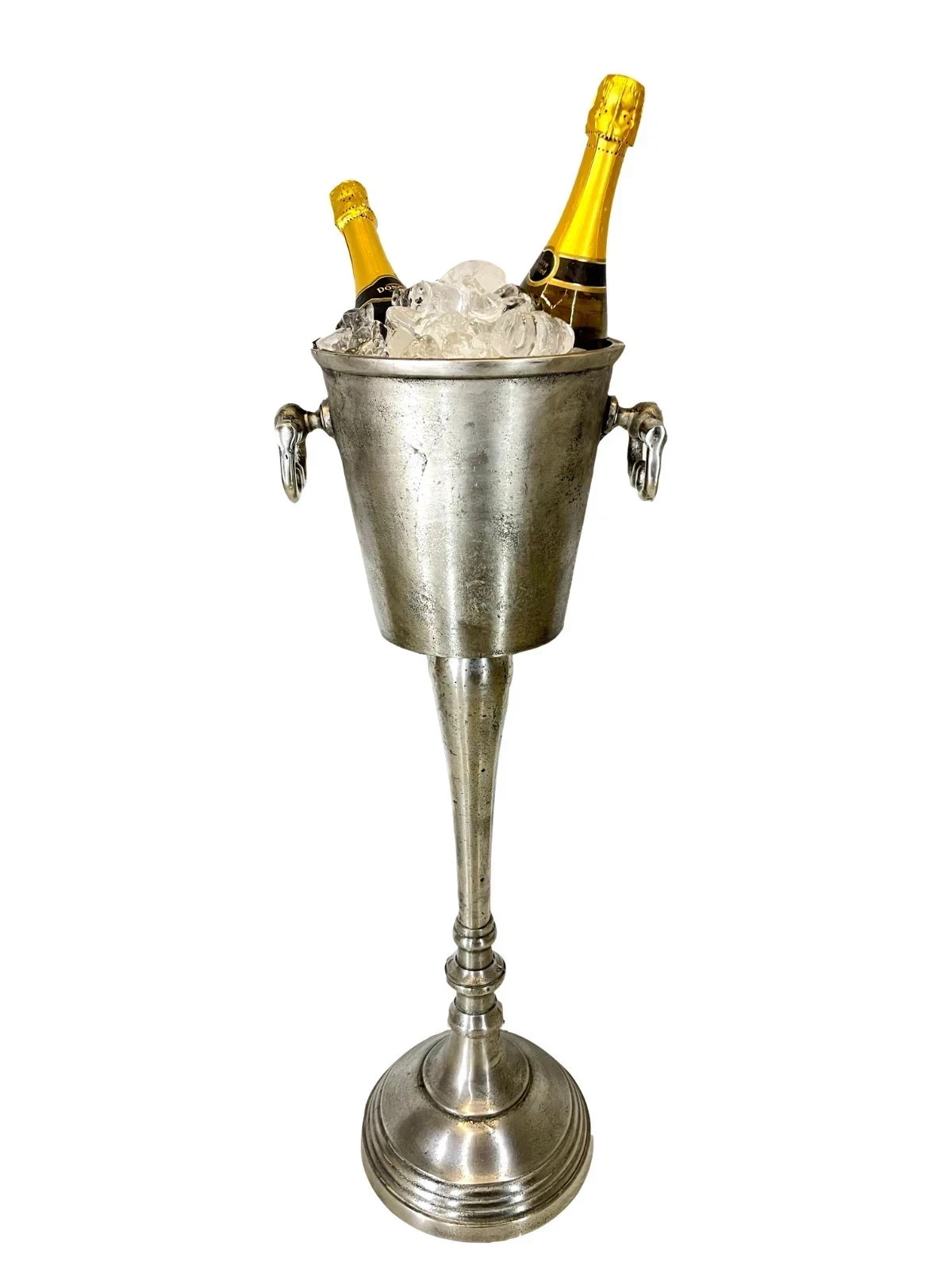 Ice Bucket Floor Standing Silver Champagne Distressed Look Wine Cooler