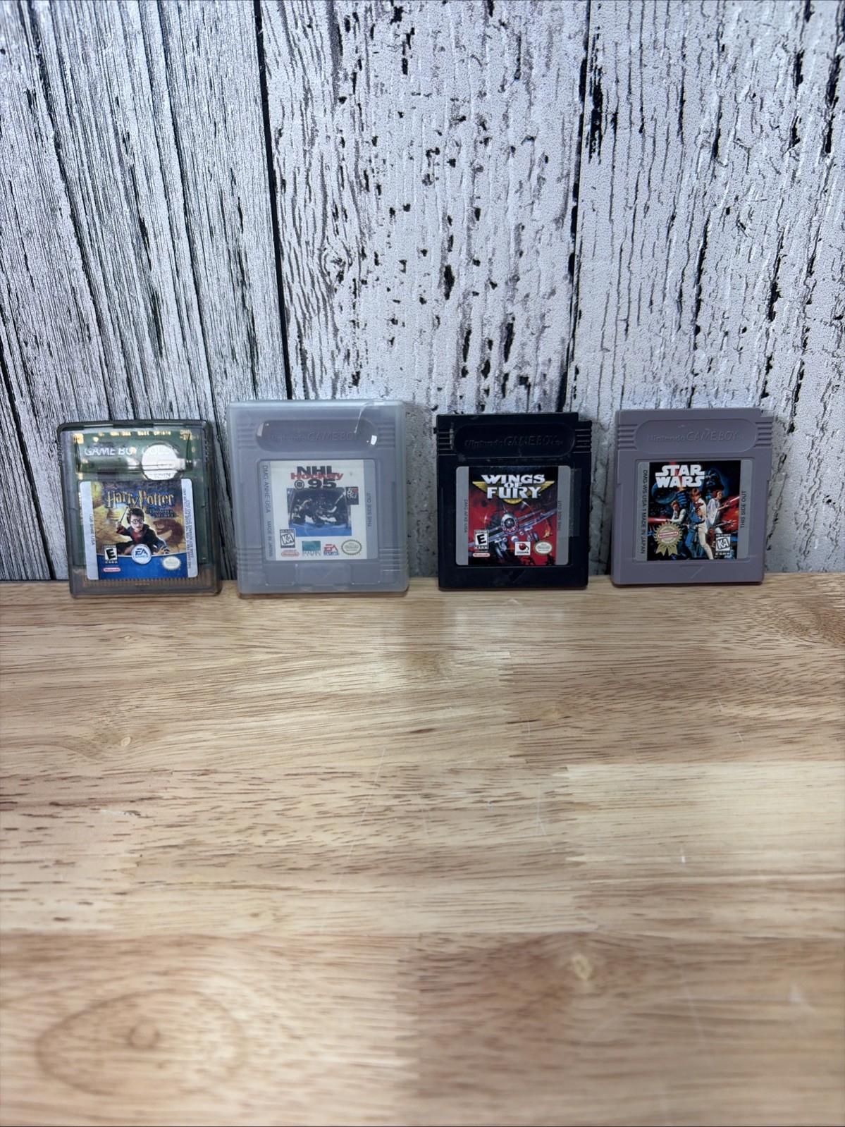 Lot of 4 Popular Nintendo Game Boy Games Harry Potter Star Wars Wings Of Fury