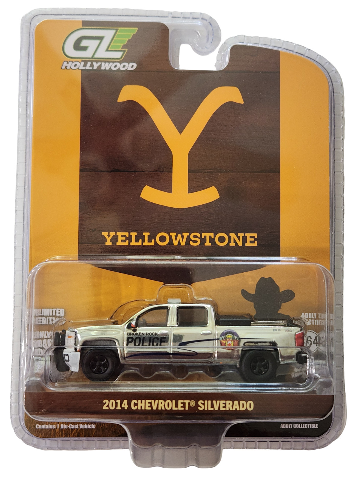 GreenLight Super Chrome Chase 2014 Silverado The Yellowstone Broken Rock Police