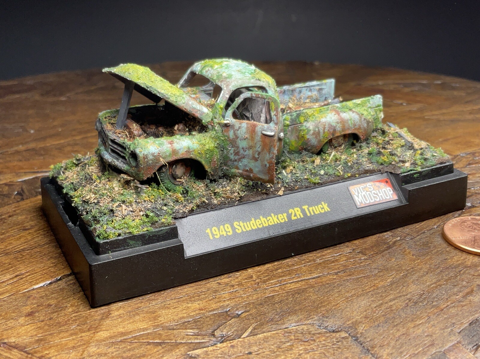 1/64 Abandoned 1949 Studebaker 2R Truck Mini-Diorama diecast desk art ooak