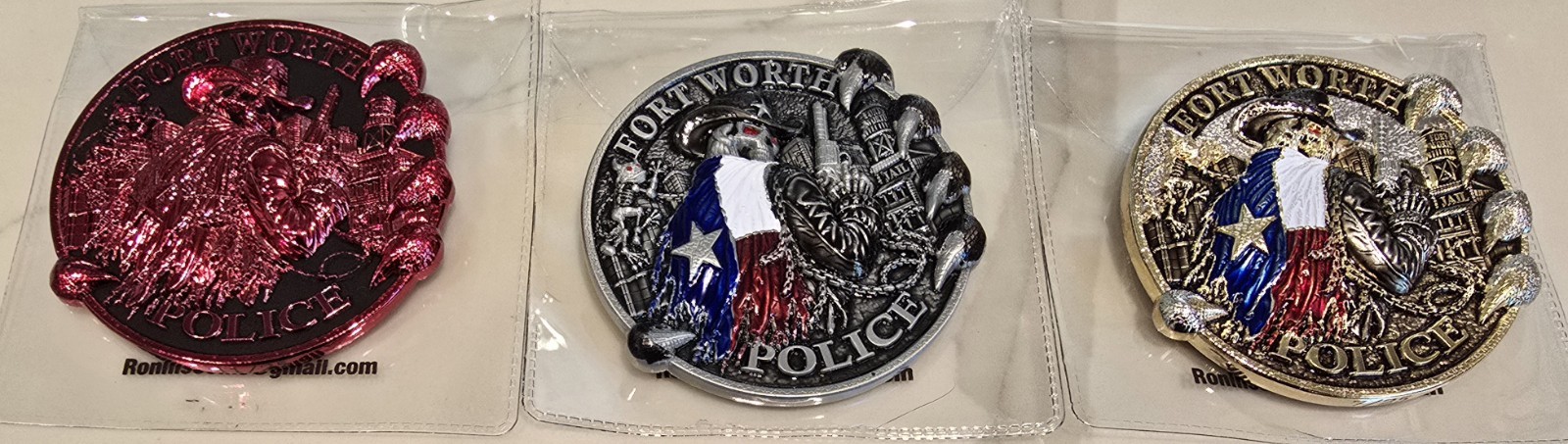🔥🔥 3 Rare Ronin Design Fort Worth Police (682 & 817) Coins Limited To 25