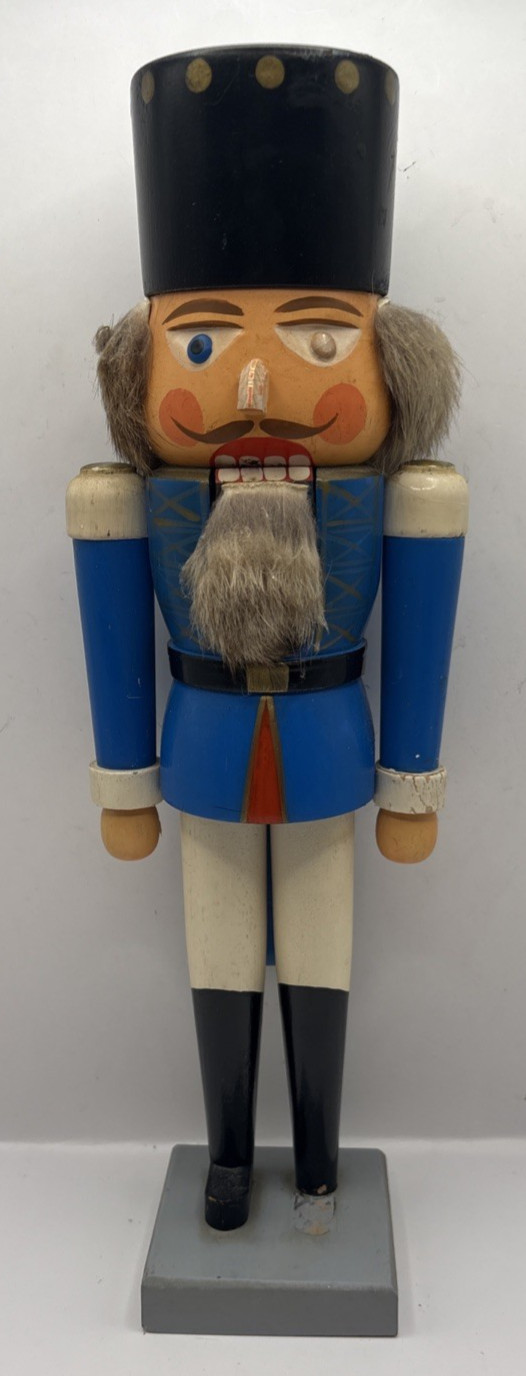 Vintage German Soldier Nutcracker 13” Wood Figure Made In Germany