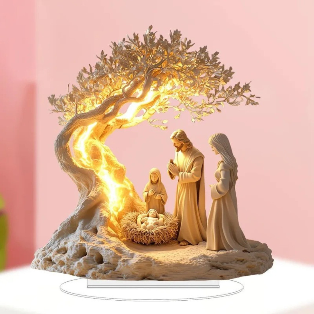 Lighted Nativity Scene Christmas Decor, Jesus Birth Holy Family Figurine Set New