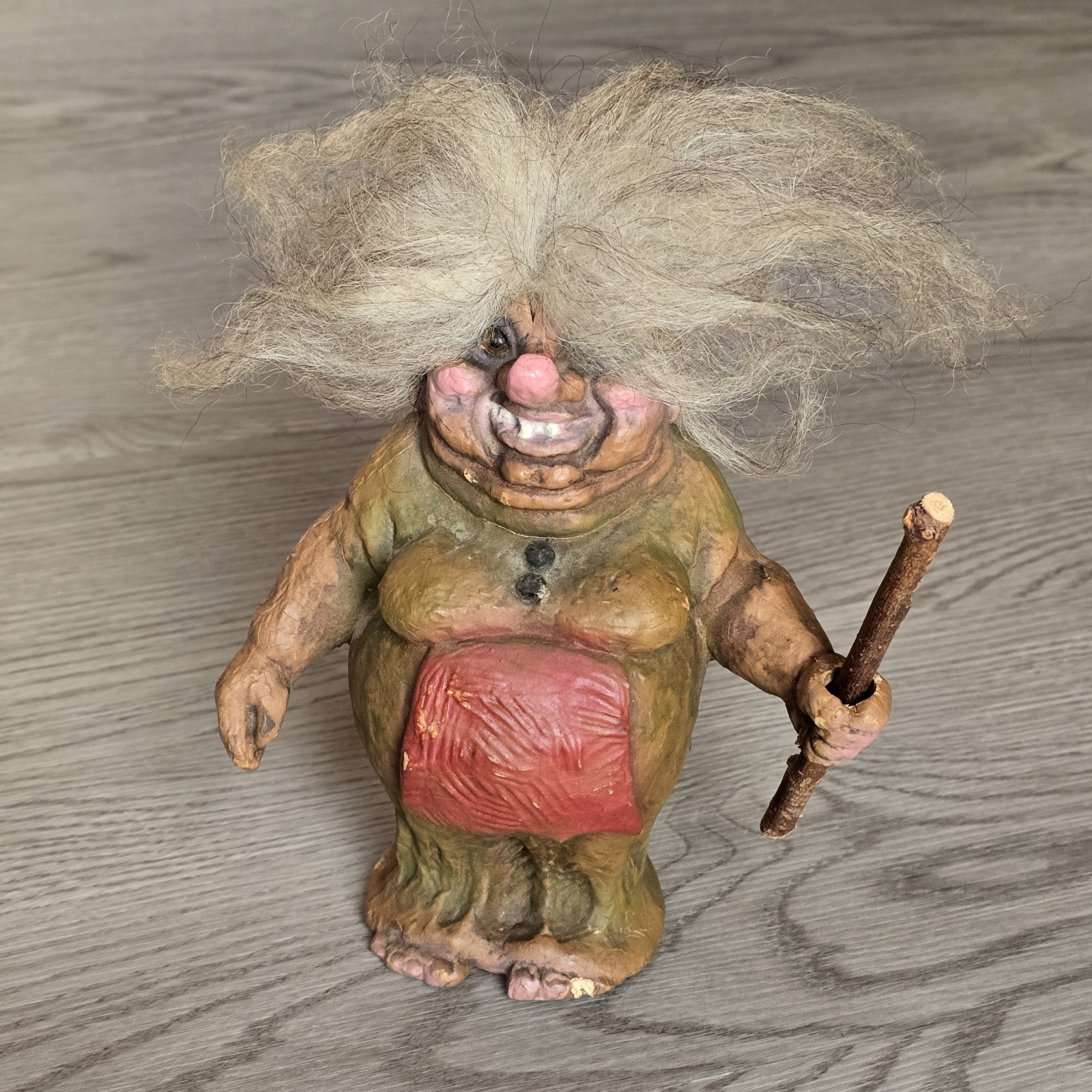 Nyform Troll Doll #114 Woman Walk Stick Handmade Norway Retired Old Lady Tags