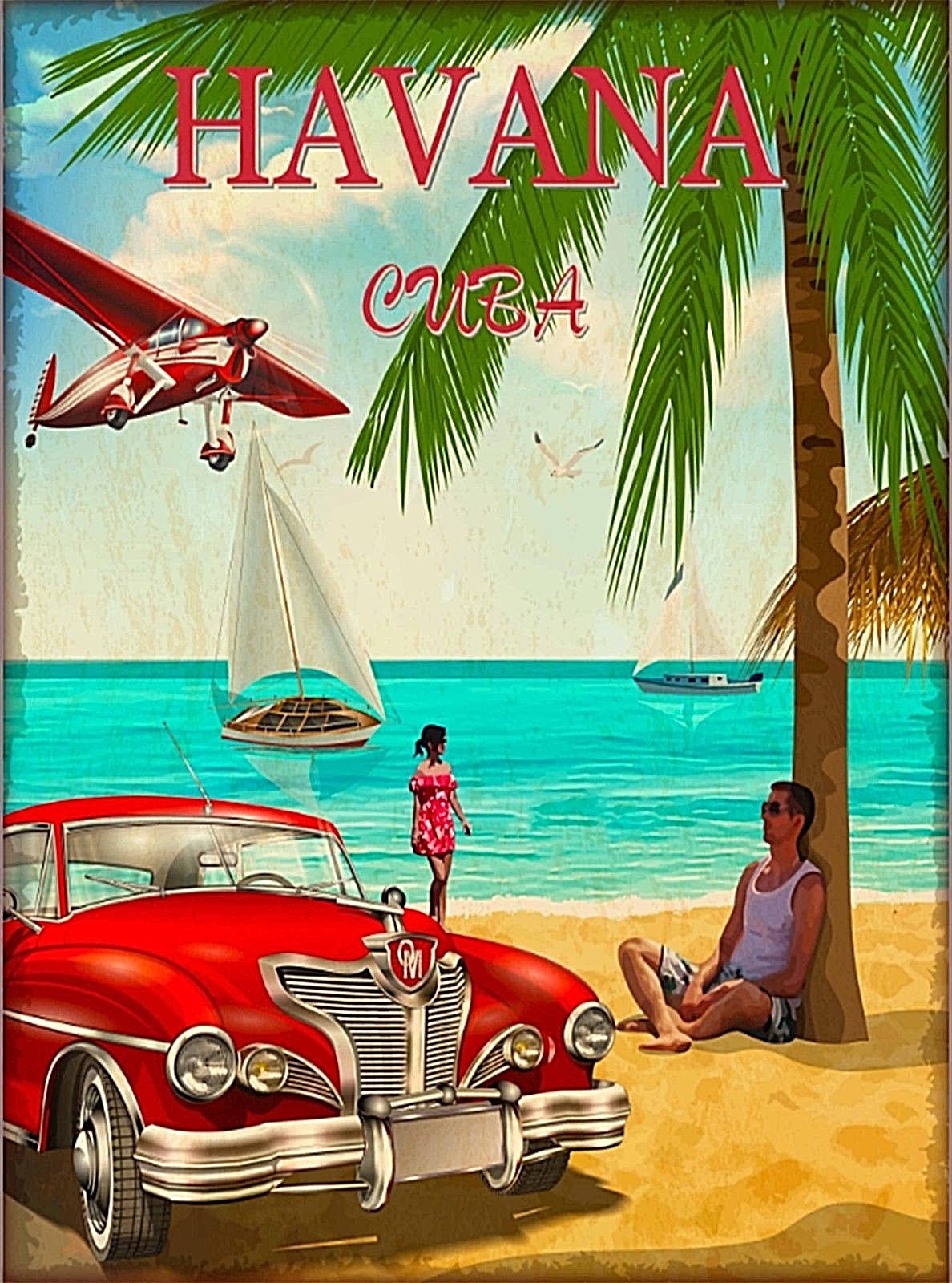 Cuba Cuban Havana Caribbean Retro Travel Advertisement Art Poster Print