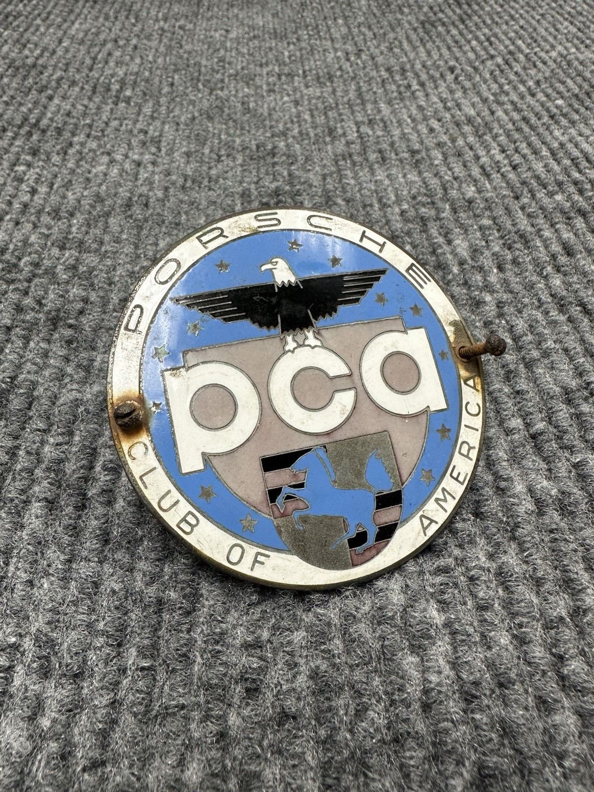 Vintage Porsche 356 911 PCA Enamel Metal Grill Badge 