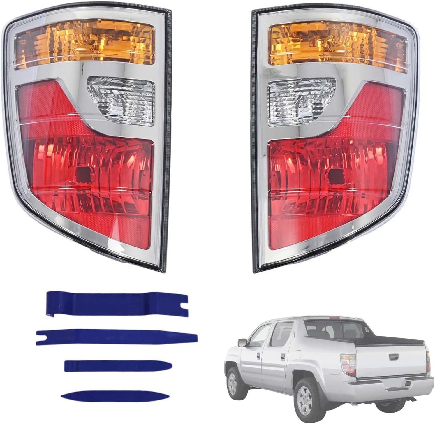 Left and Right Rear Tail Lights w/o Bulbs Compatible with Honda Ridgeline RT/RTL