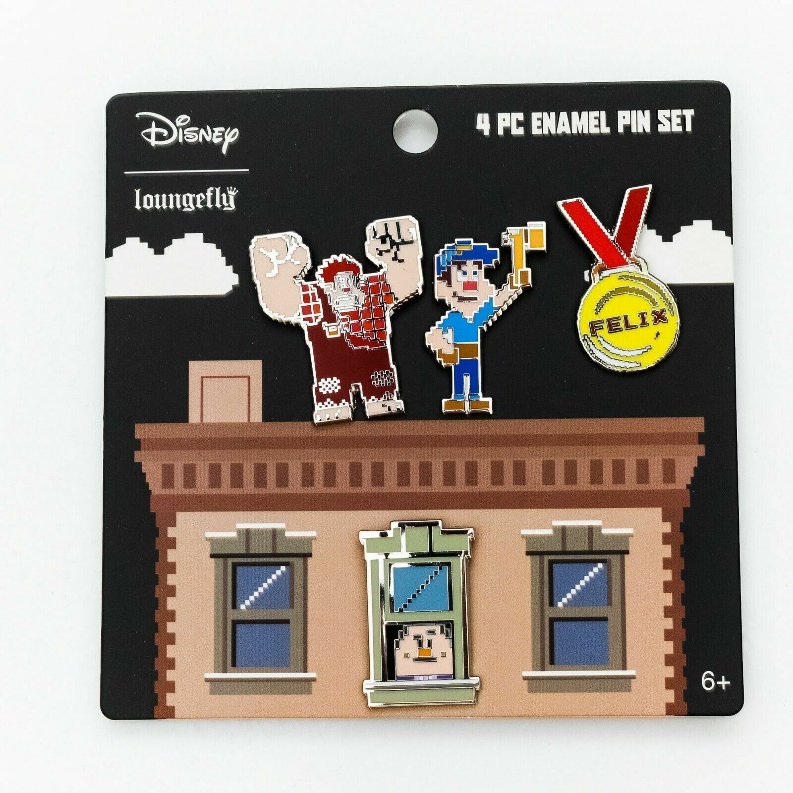 New Loungefly Wreck-It-Ralph Fix it Felix 4-Pc Enamel Pin Set