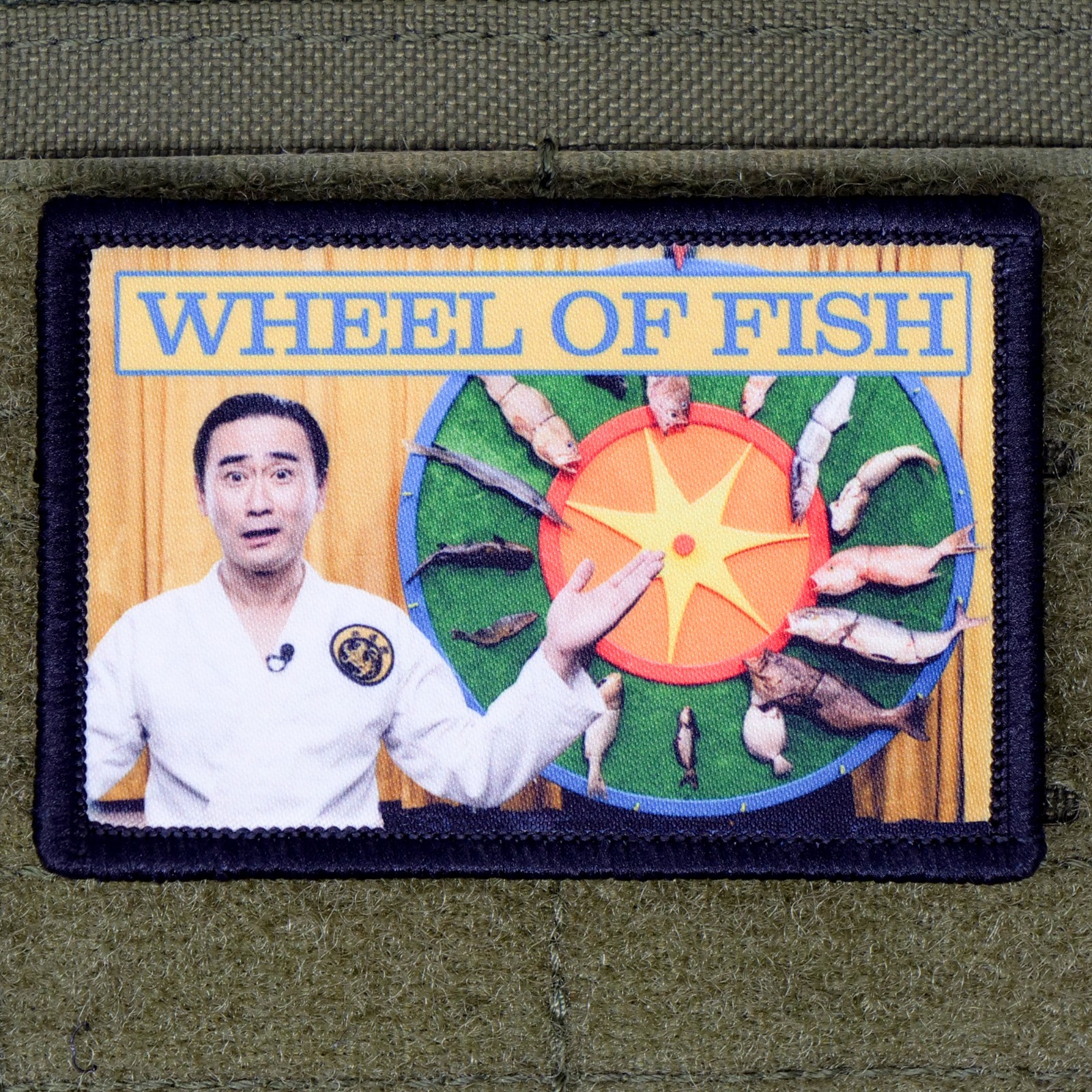Wheel Of Fish Patch UHF Moral Weird Al Tactical Meme Military Hook & Loop 3x2