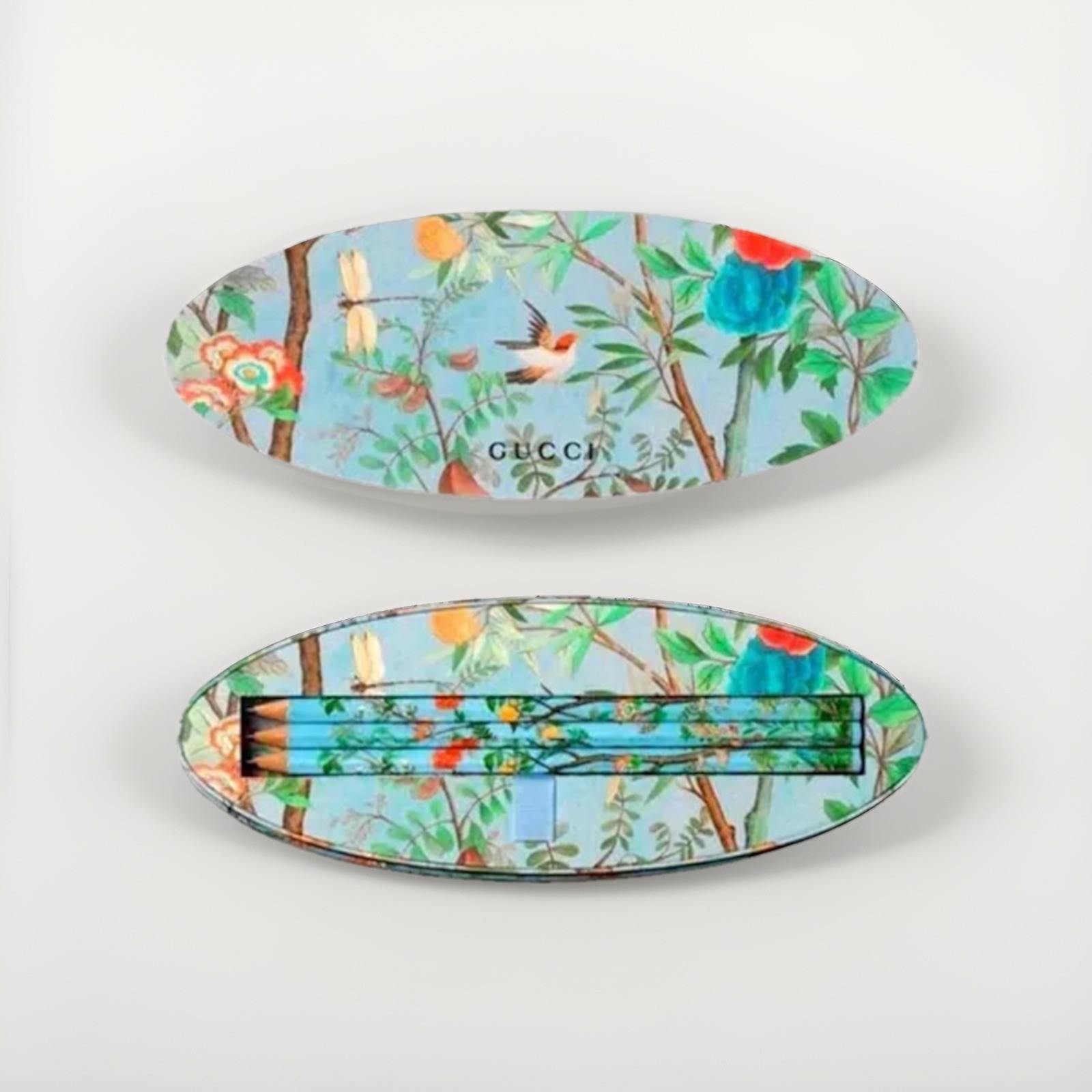 Gucci Pencil Set Garden Botanicals Birds Nature 6 Pencils in Gift Box NEW Italy