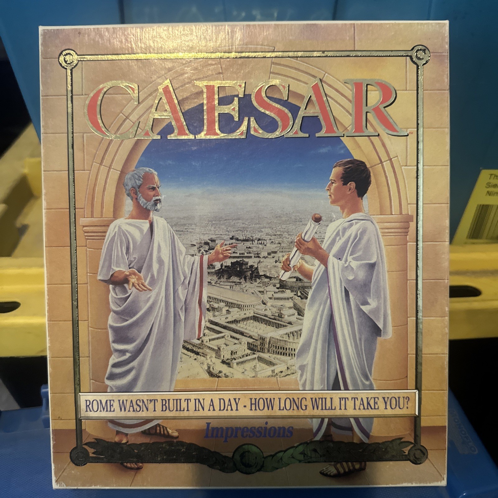 Caesar CD-ROM IBM Building Rome 1993 Sim Big Box PC Game Impressions opened box