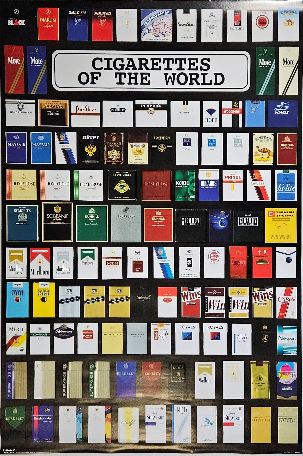 AD POSTER ~ Cigarettes of the World 2004 Pyramid Tobacco Packs 24x36