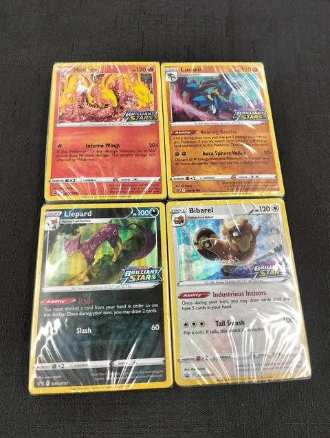 2022 - Pokemon Brilliant Stars Sealed Set of 4 Stamped Promo - SWSH185-SWSH188