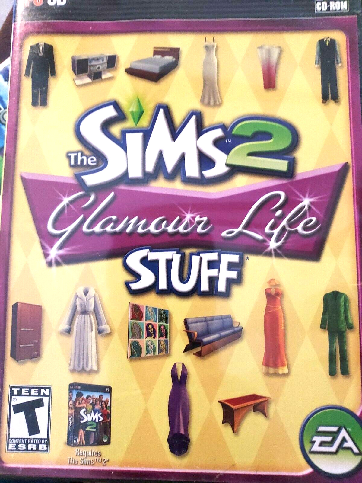 The Sims 2: Glamour Life Stuff (PC Game CD-ROM, 2006) Video Games Disc w/ Manual