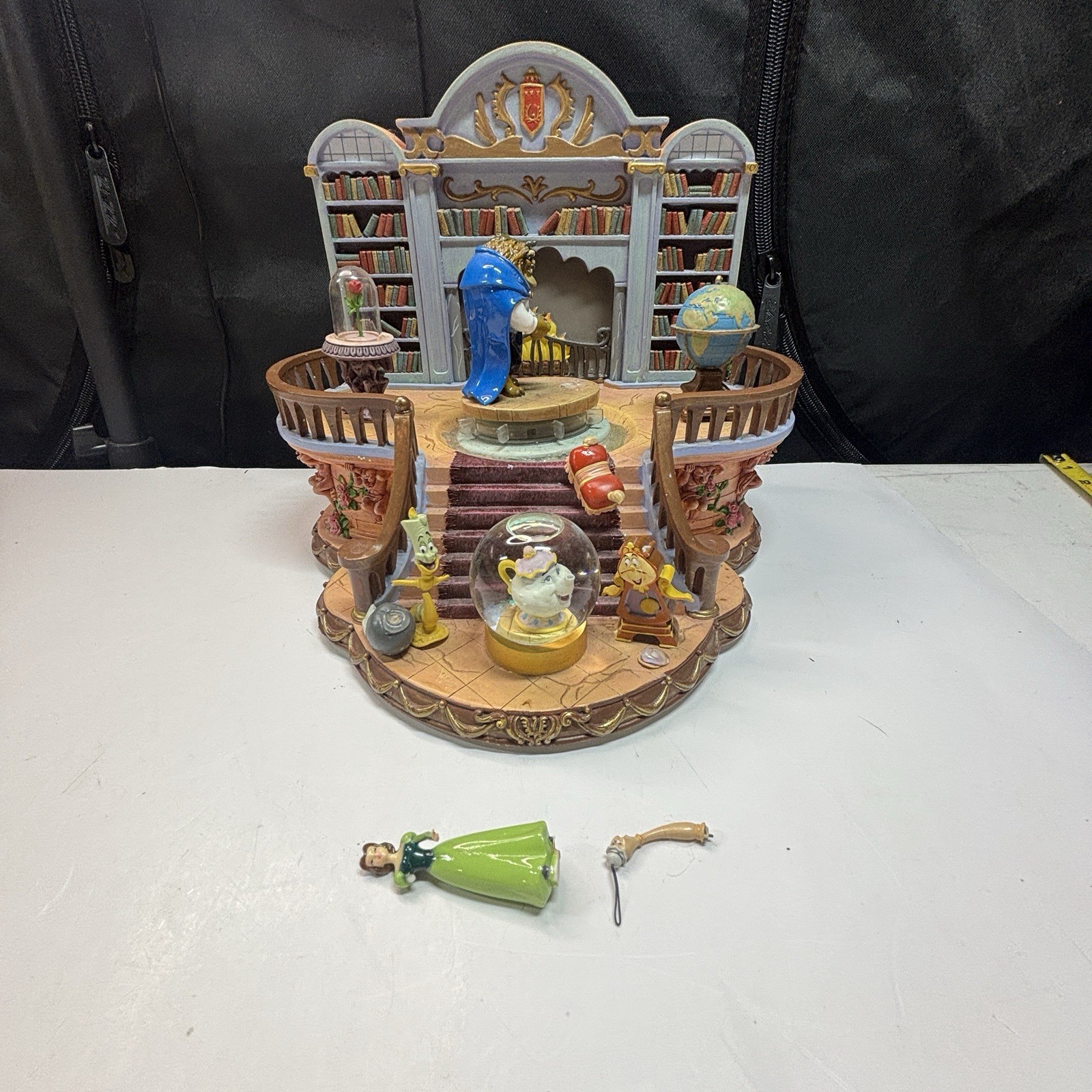 Rare Vtg Disney Beauty Beast Library Snow Globe 1991 Broken Globe Parts Repair