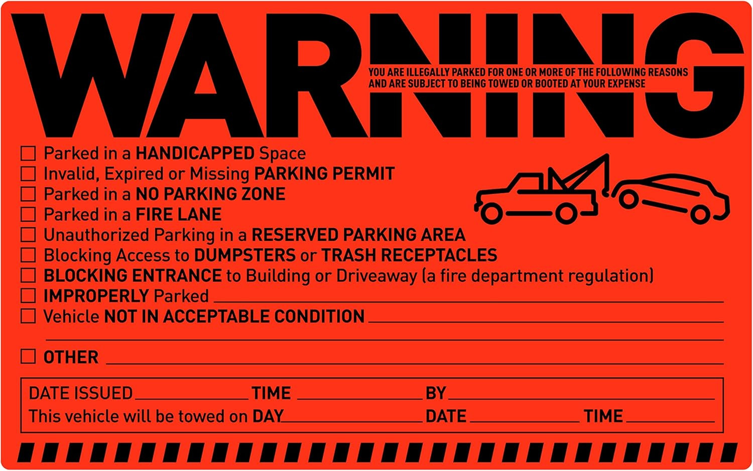 Easykart Labels 50 Parking Violation Notice Tow Stickers for Car Vehicle Private
