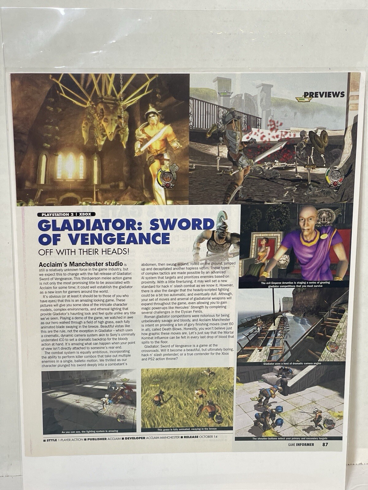 Gladiator: sword of vengeance video game preview print ad wall art ephemera