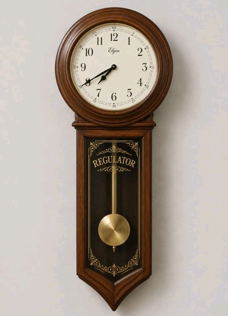 VINTAGE ELGIN QUARTZ REGULATOR PENDULUM WALL CLOCK Silent Working 24\