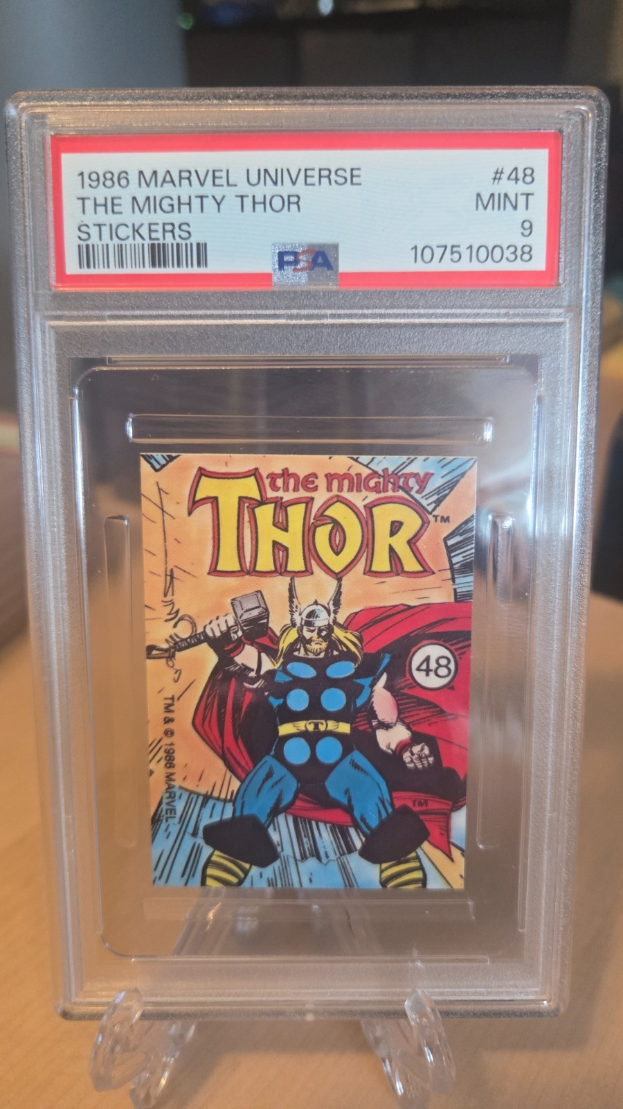 1986 Marvel Comic Images Stickers #48 Thor PSA 9