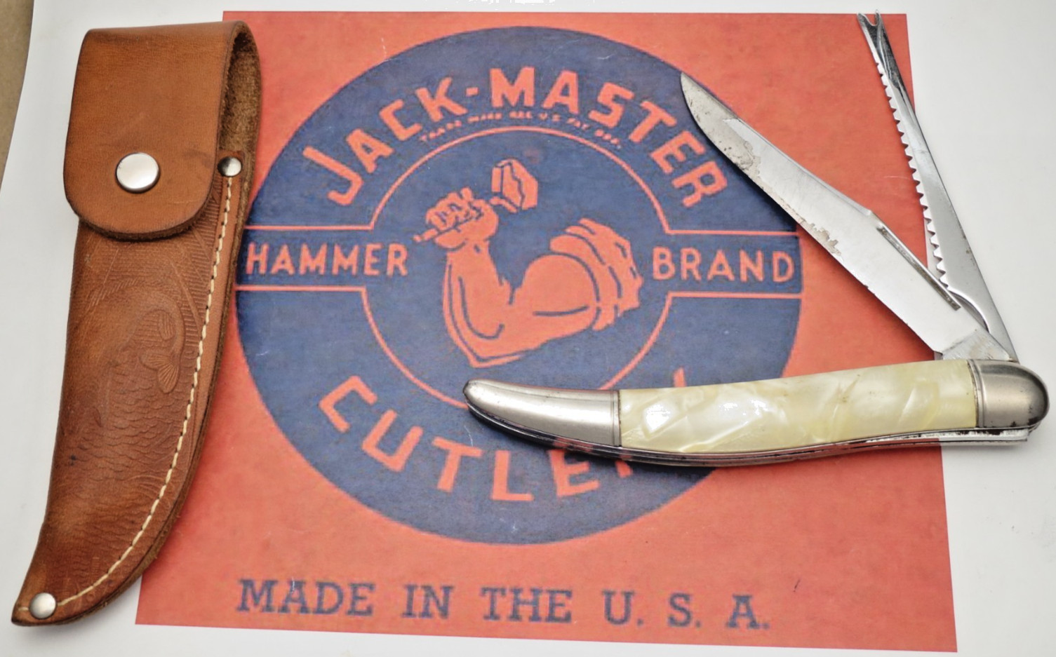 Antique IMPERIAL HAMMER BRAND - SPORTSMASTER Fishing Knife - Solid Lightly Used