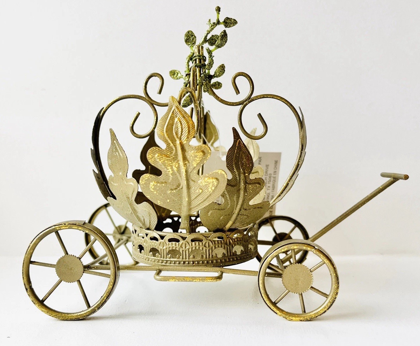Retired Ashland Miniature Gold Princess Carriage, Fairy Garden Prop, 6”