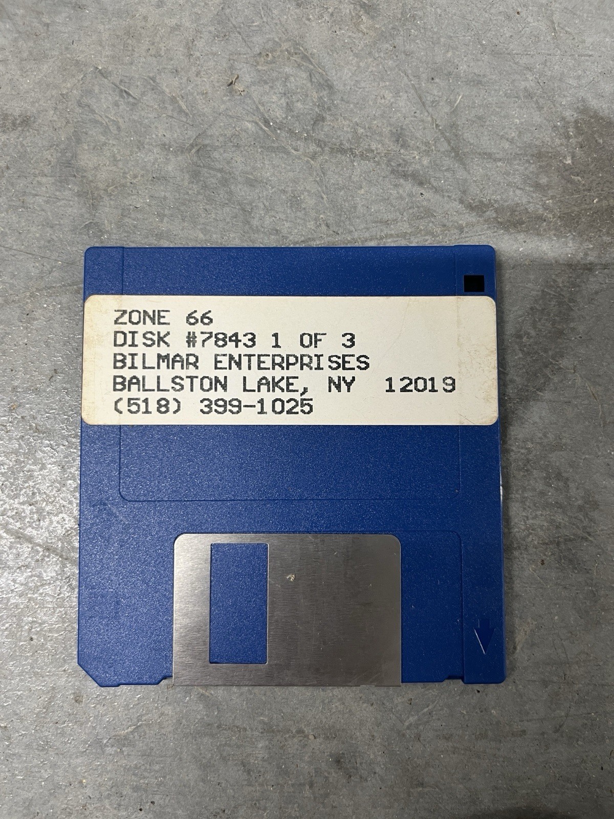 Vintage “Zone 66” Bilmar Enterprises 3.5” Floppy Game Disc 1