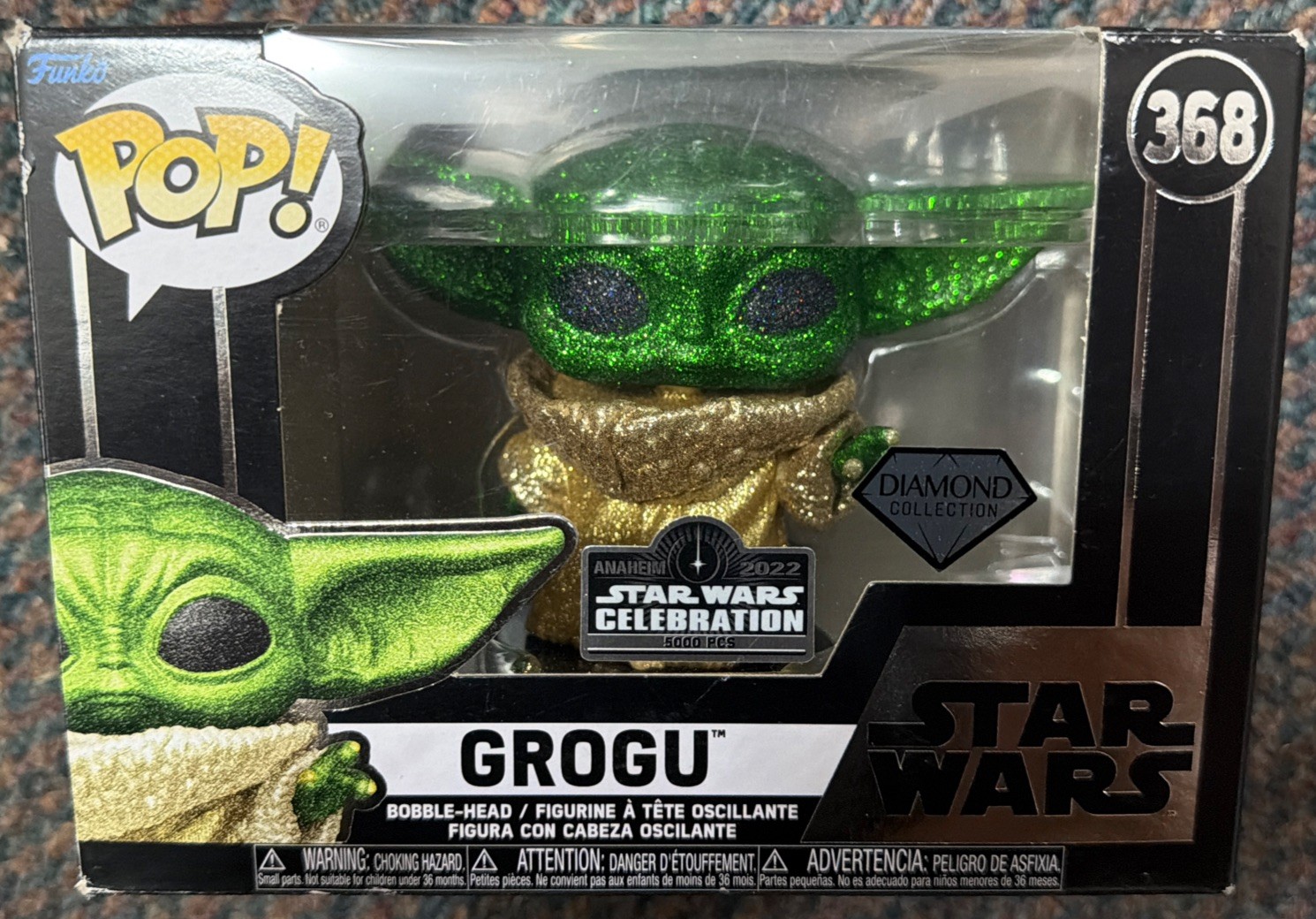 Funko Pop Star Wars Celebration 2022 Exclusive Grogu Diamond #368 Edge Wear