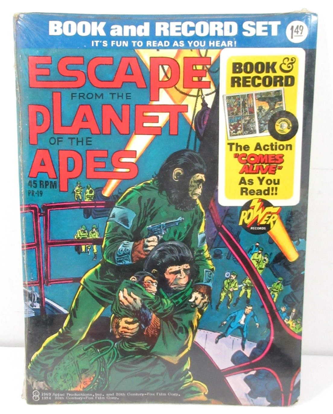Escape From The Planet of The Apes Book & Record Power Vtg 1974 Sealed