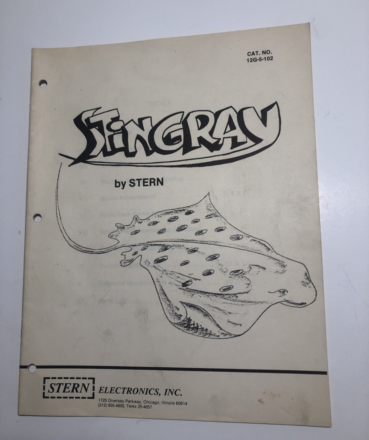 Stern STINGRAY Pinball Arcade Machine Owners Manual Vtg Original GUC