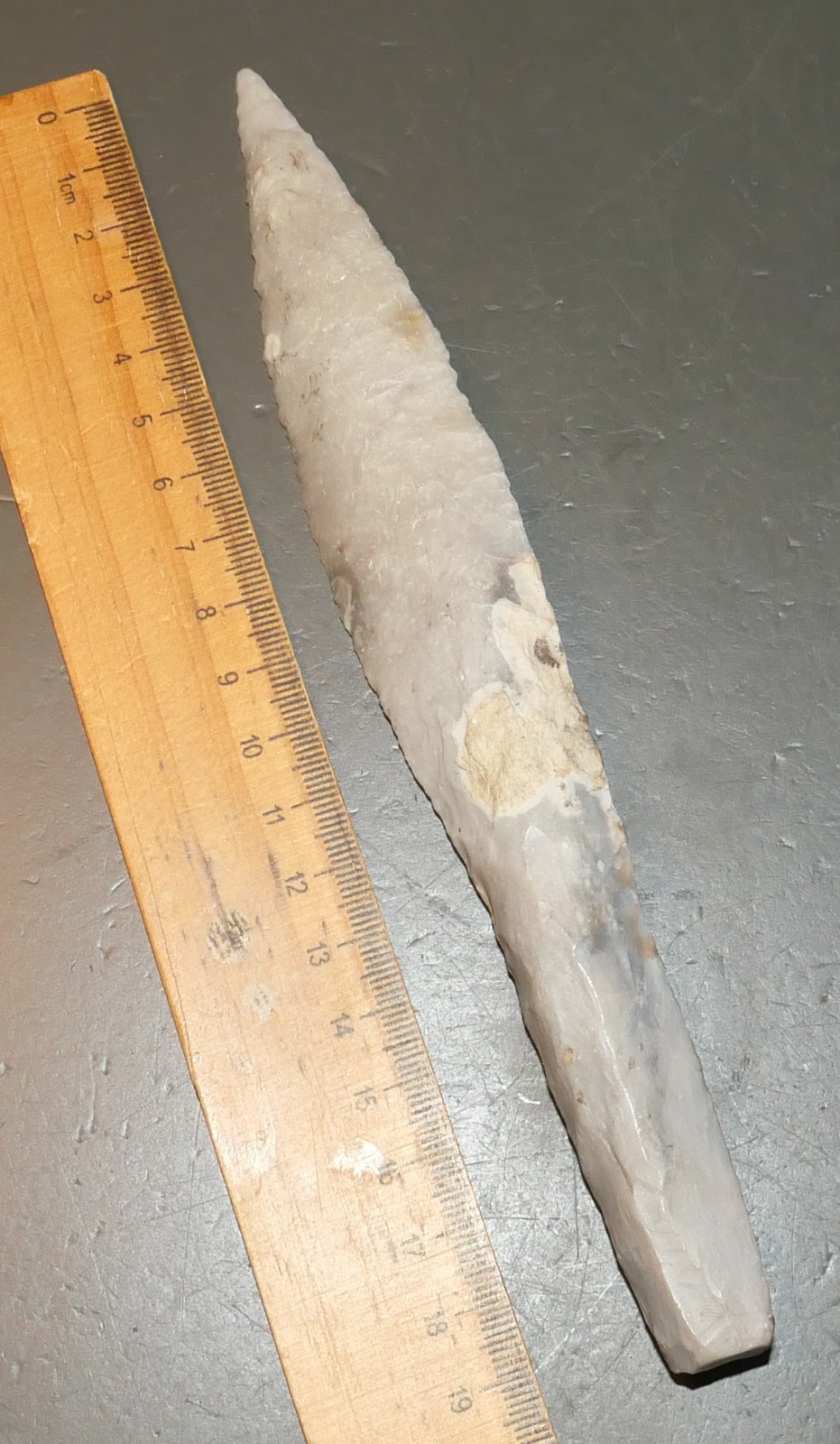 DAGGER TYPE III . WITH NICE FLAKING. DANISH NEOLITHIC DAGGER. restored