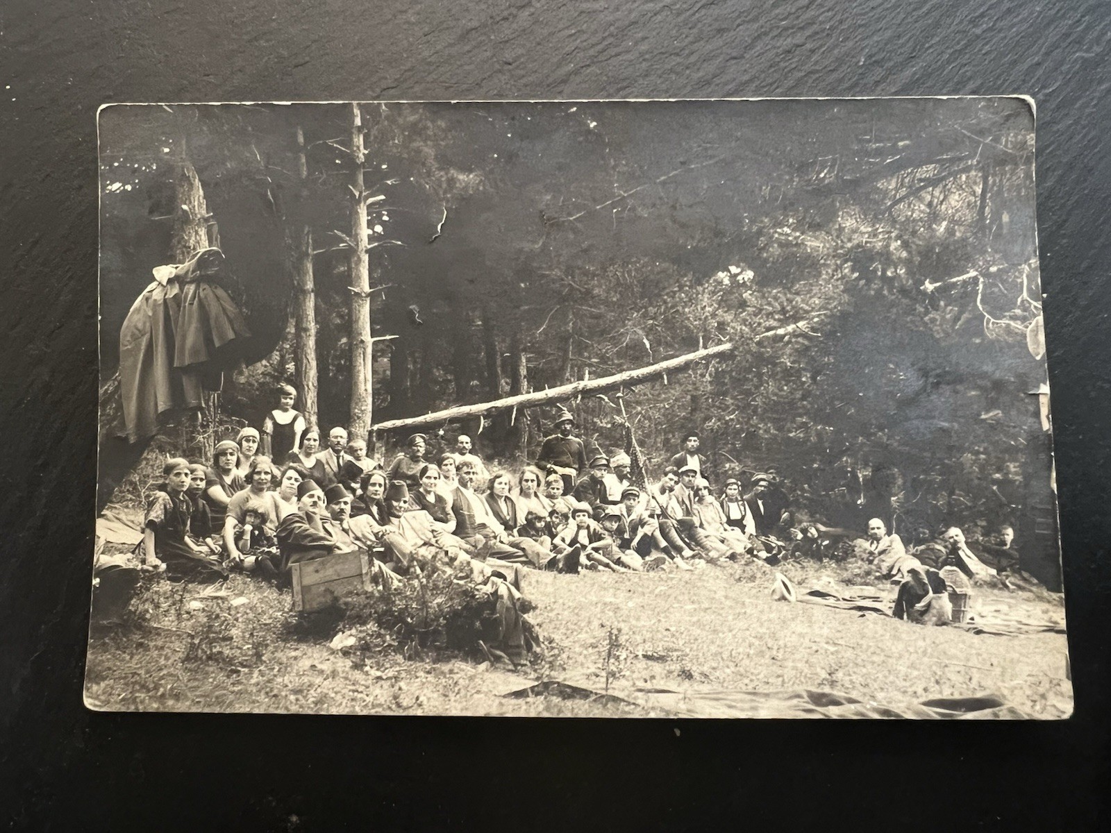 Pre WW1 Antique 1910’s RPPC Postcard Family Picnic Forest 