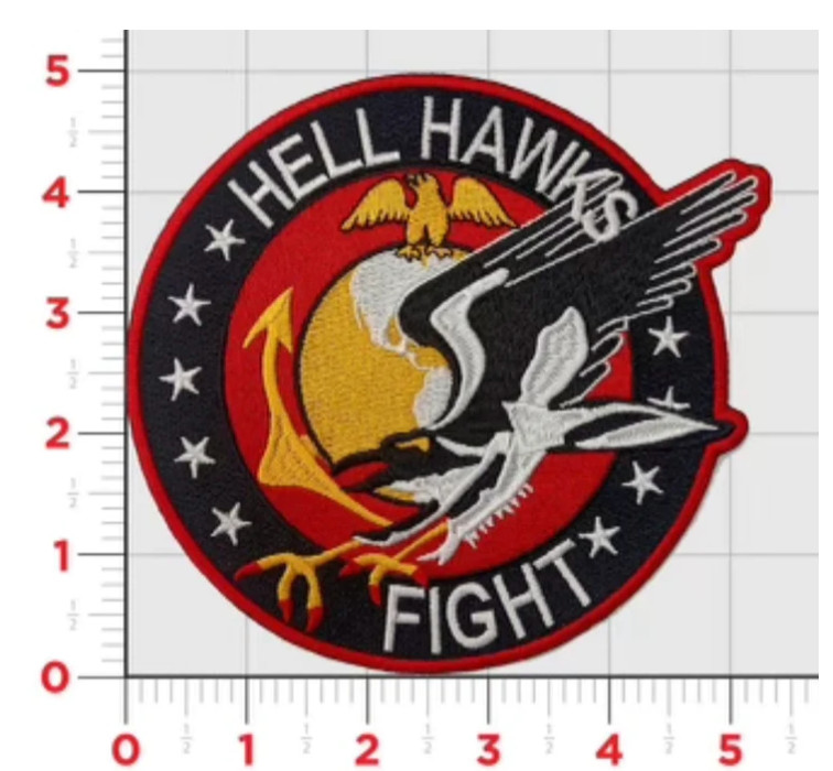 MARINE CORPS VMF-213 HELL HAWKS WWII SQUADRON HOOK & LOOP EMBROIDERED PATCH