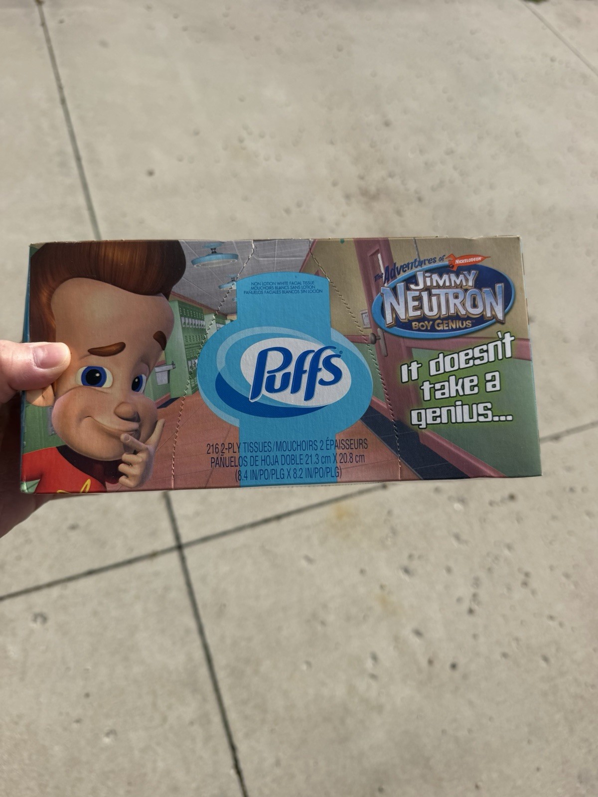 VTG 2005 Puffs Nickelodeon Jimmy Neutron 2-ply Tissue Box 216 White Tissues NOS