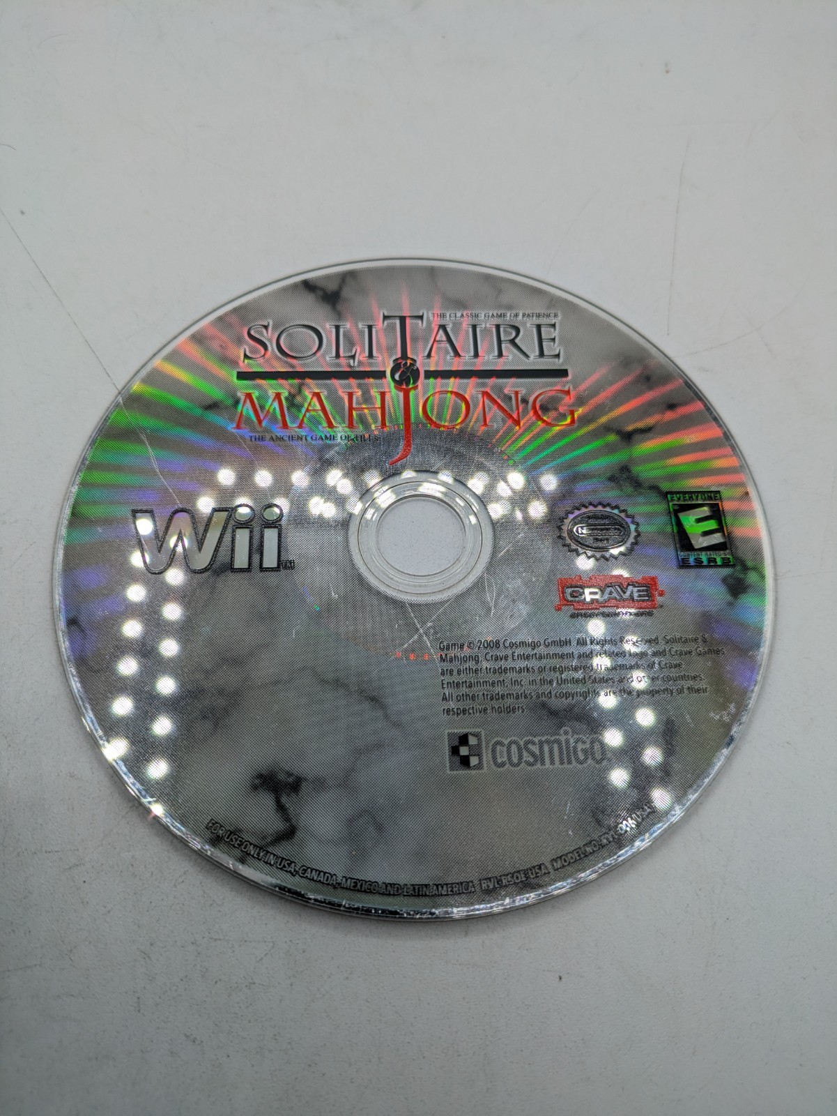 Solitaire & Mahjong Wii Game Loose Disc Tested Working