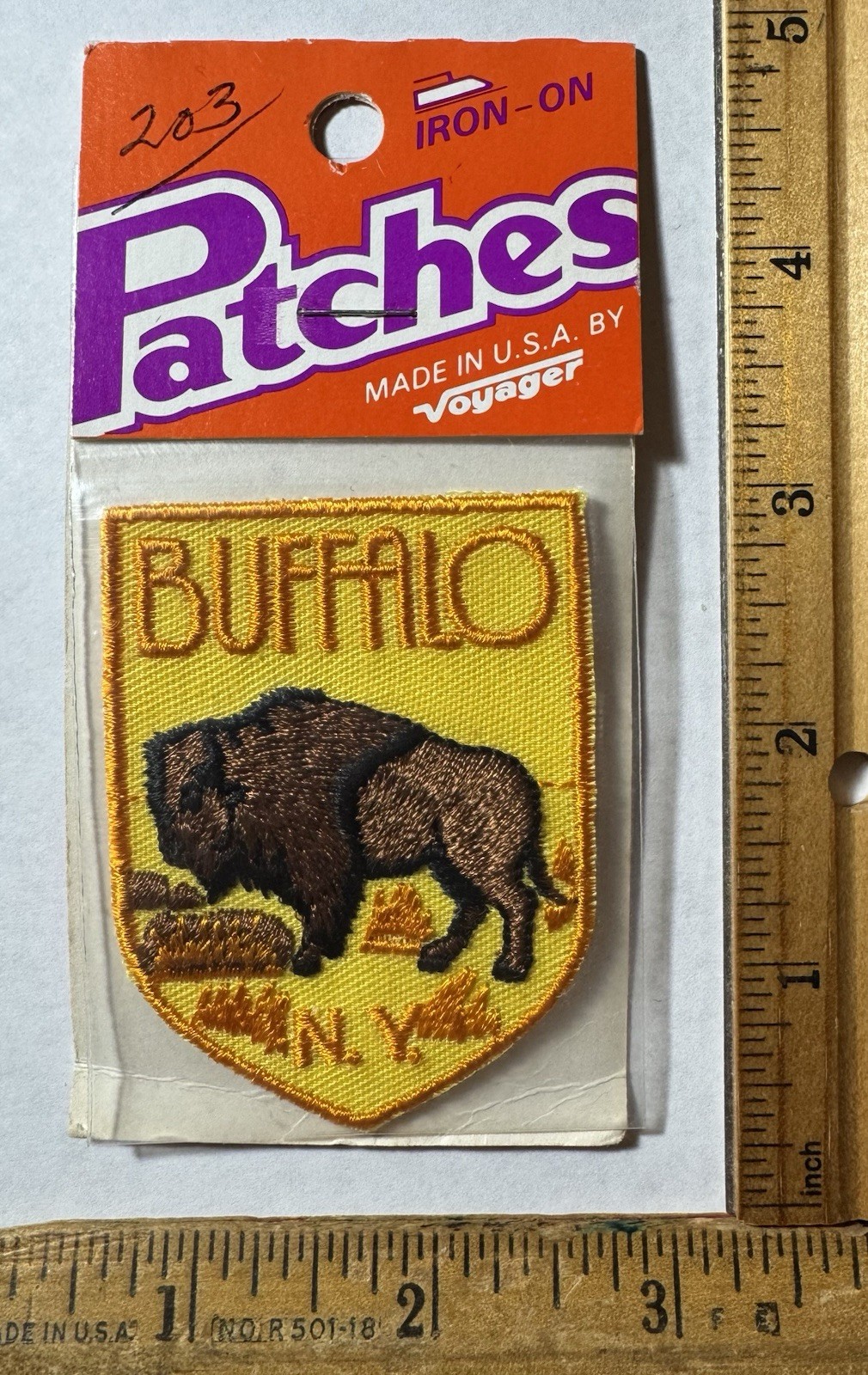 Vintage Buffalo New York Iron On Patch Voyager Travel Souvenir Bison NOS NIP