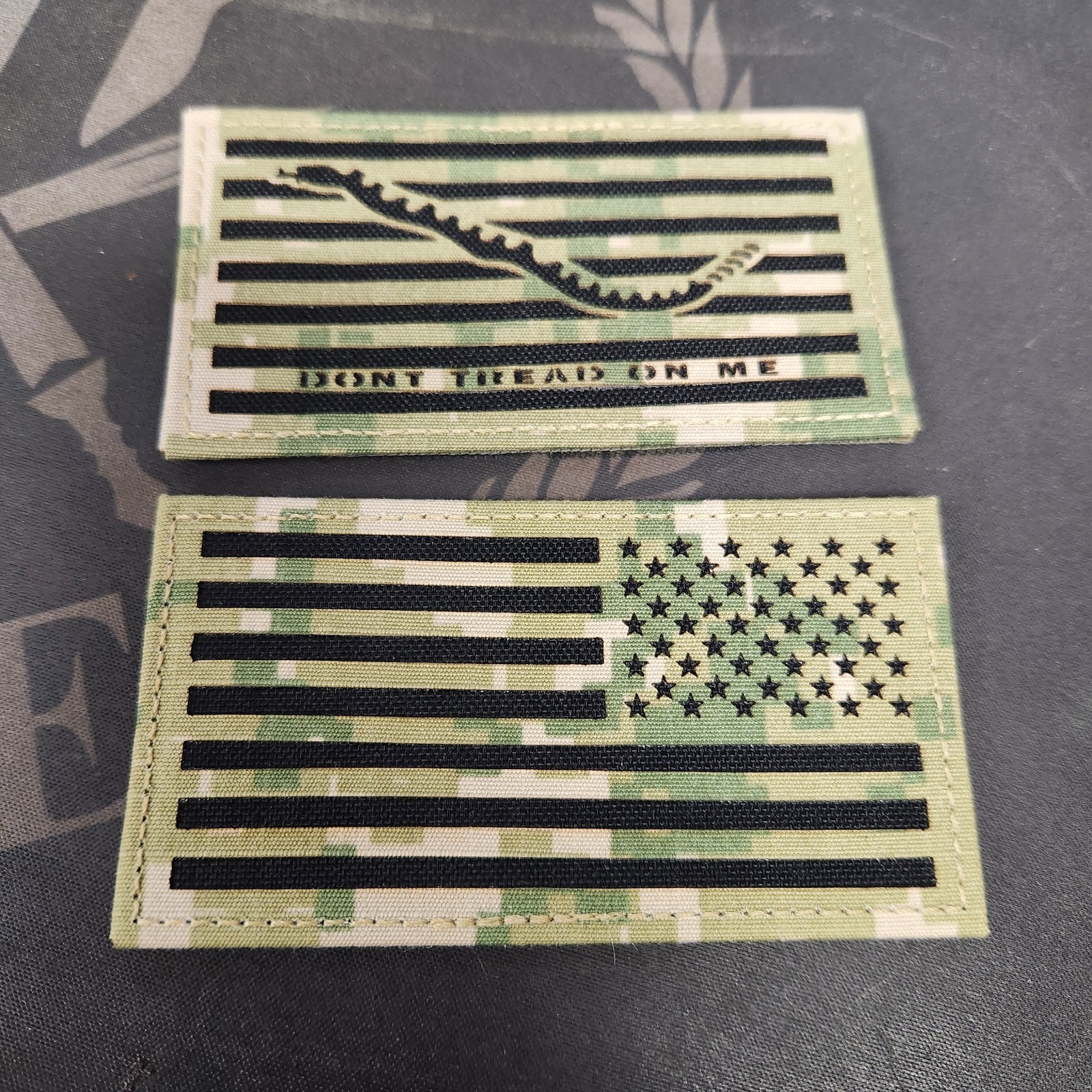 NWU Type III Reverse US Flag & USN First Navy Jack Patch Set Laser Hook US Navy
