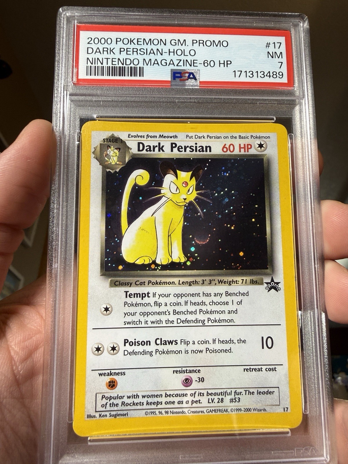 2000 Pokemon Dark Persian Holo #17 PSA 7 PART SWIRL Black Star Promo WOTC