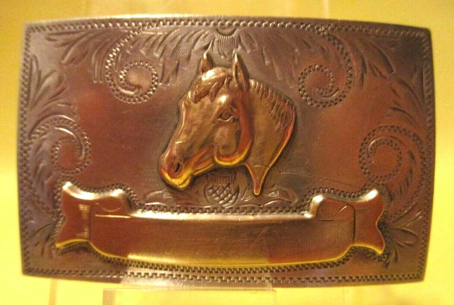 HorseHead AWESOME Comstock SOLID STERLING SILVER Front Western Belt Buckle 