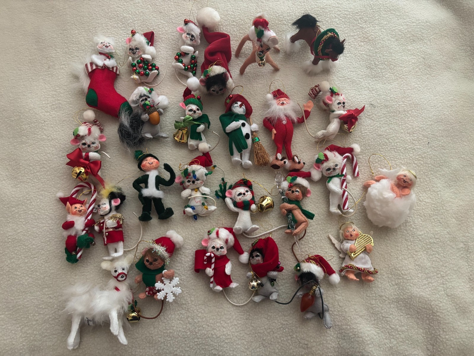Annalee Collectable Handmade Christmas Dolls, Set of 26 Tree Ornaments 3-4